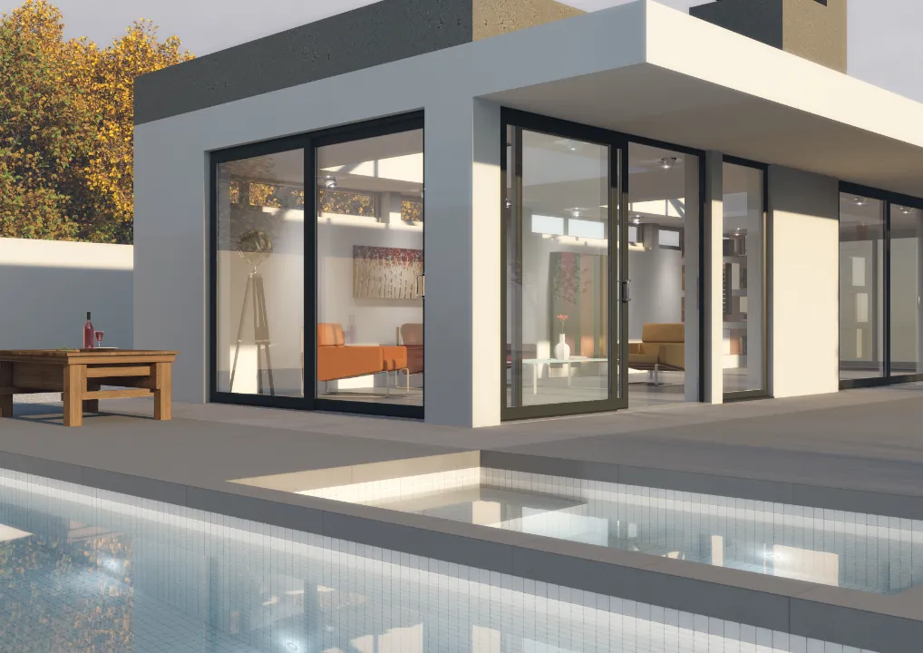 black framed sliding patio door