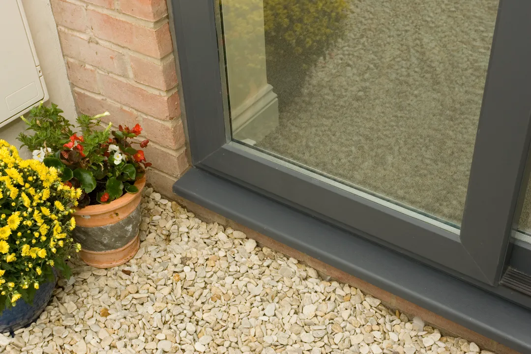 close shot of black Patio Doors