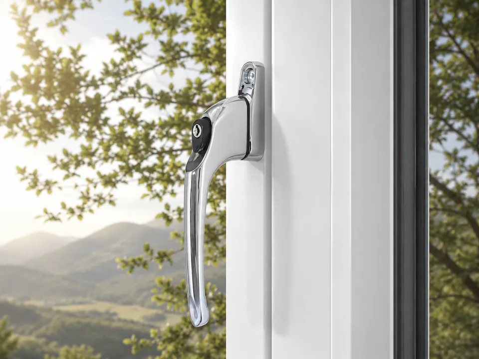 close shot of flush window handle