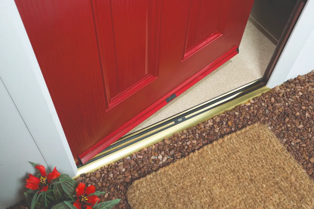 close shot of red entrance eurocell door