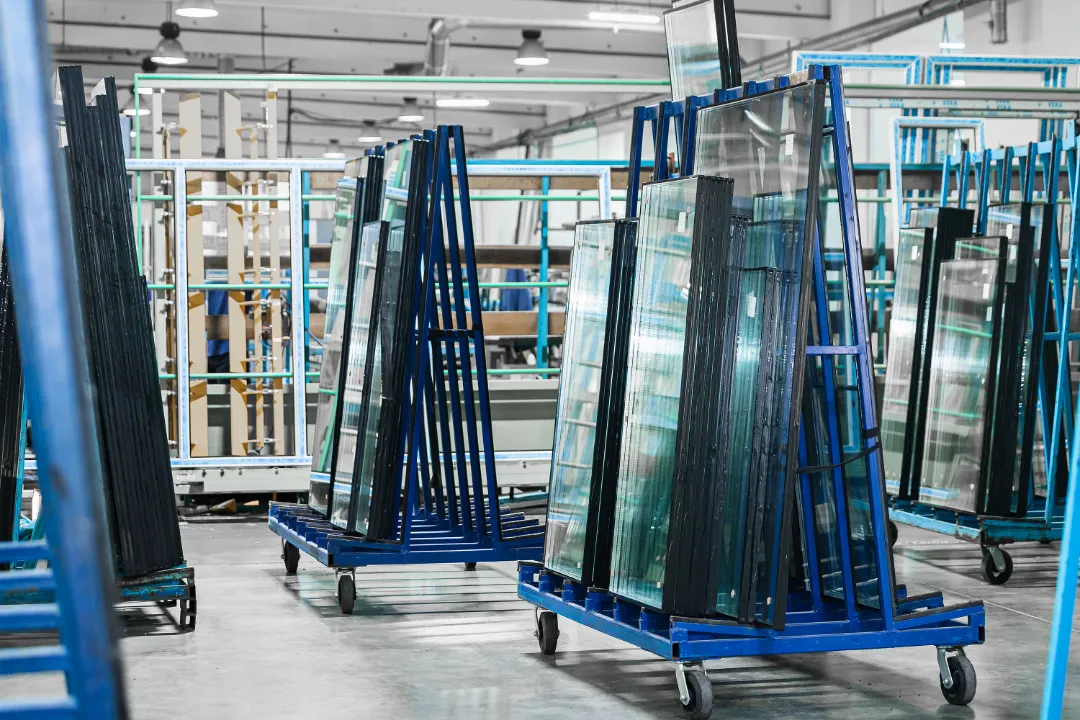 stock glass in factory