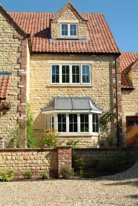 white upvc bay window